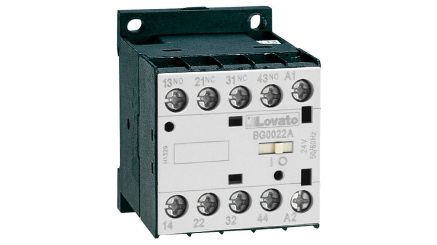 Contattore Lovato 11BG0031D048, 4 poli, 3 contatti NO e 1 NC, tensione 48 V c.c., montaggio su guida DIN.