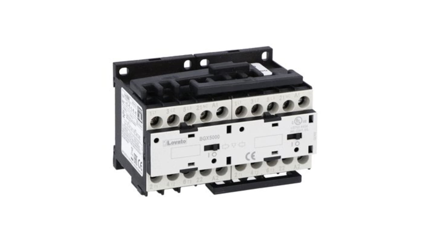 Teleinvertore Lovato 11BGR0901A230, serie 11BG, 9 A, 230 V c.a., potenza 4 kW, contatto ausiliario NC, peso 394 g.