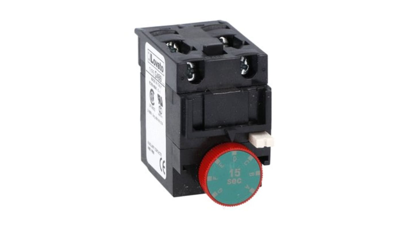 Blocco di contatti ausiliari Lovato 11G48615, 2 contatti (1 NA + 1 NC), montaggio frontale centrale, serie 11G4.