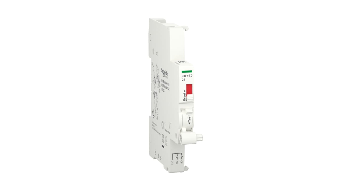 Schneider Electric A9A26898, modulo contatti 1 NO + 1 NC, montaggio a clip, corrente 100 mA, tensione 24 V, IP20/IP40.