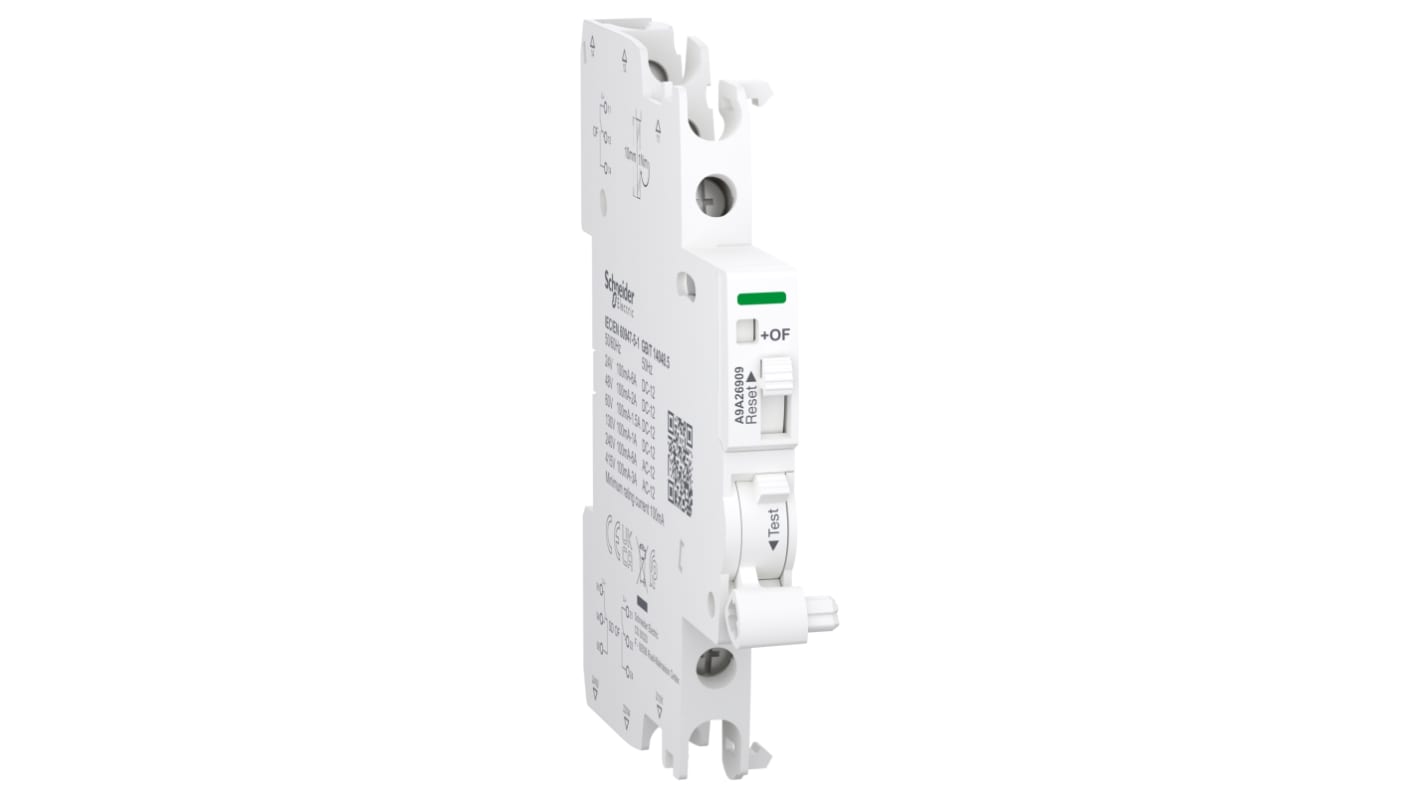 Contatto ausiliario Schneider Electric A9A26909, 2 C/O, montaggio a clip, corrente 6 A, tensione 240 V, grado di protezione IP20.