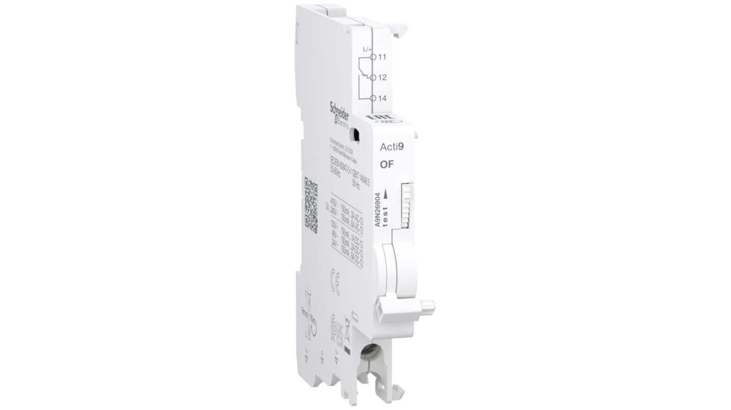 Schneider Electric A9N26904, modulo contatti 1 C/O per indicazione guasto, montaggio a clip, corrente 6 A, tensione 250 V, IP20.
