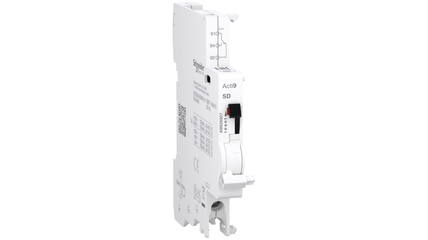 Contatto ausiliario Schneider Electric A9N26907, 1 C/O, montaggio a clip, corrente 6 A, tensione 250 V, IP20.