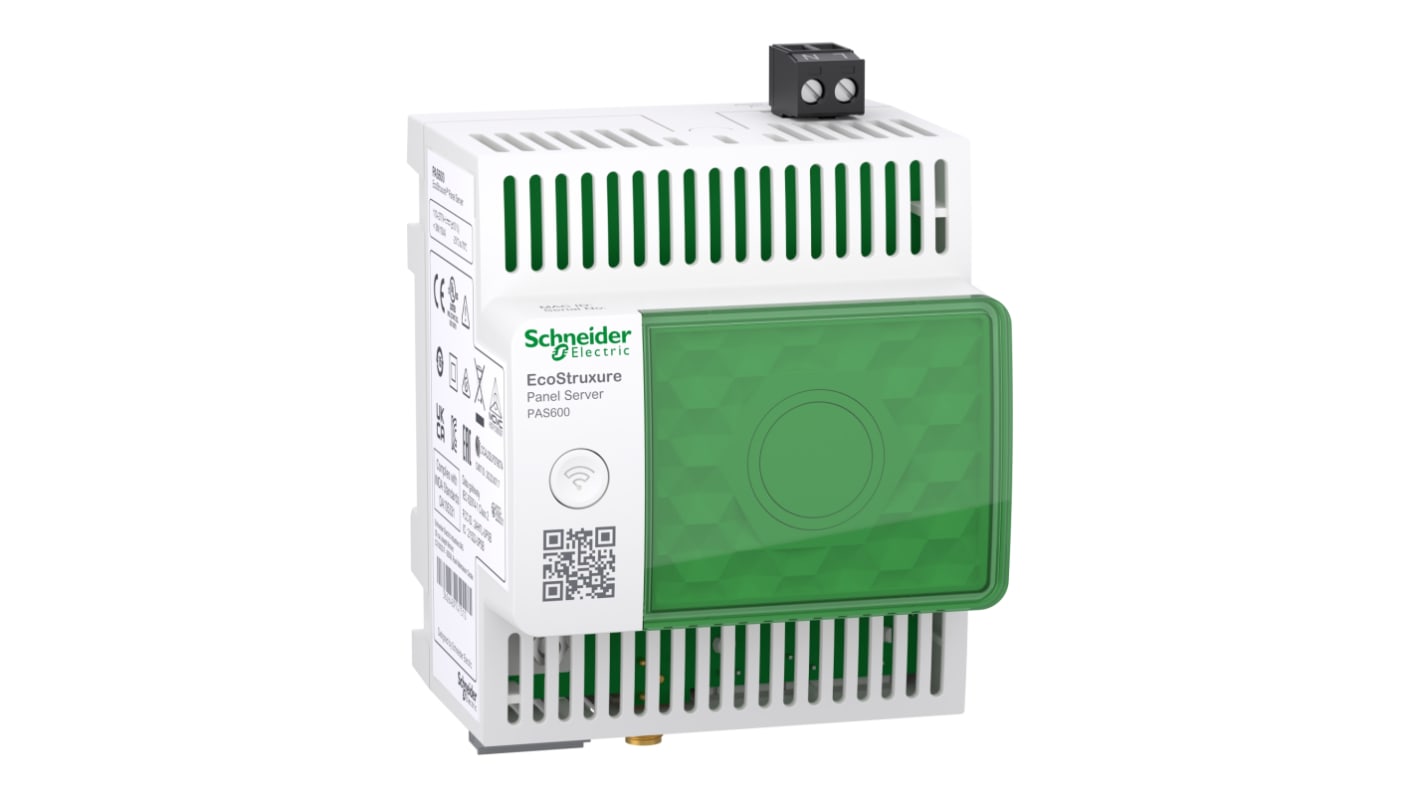 Gateway Ethernet Schneider Electric PAS600, per Moduli ESX, montaggio su guida DIN, connessione Modbus RS485, IP20.