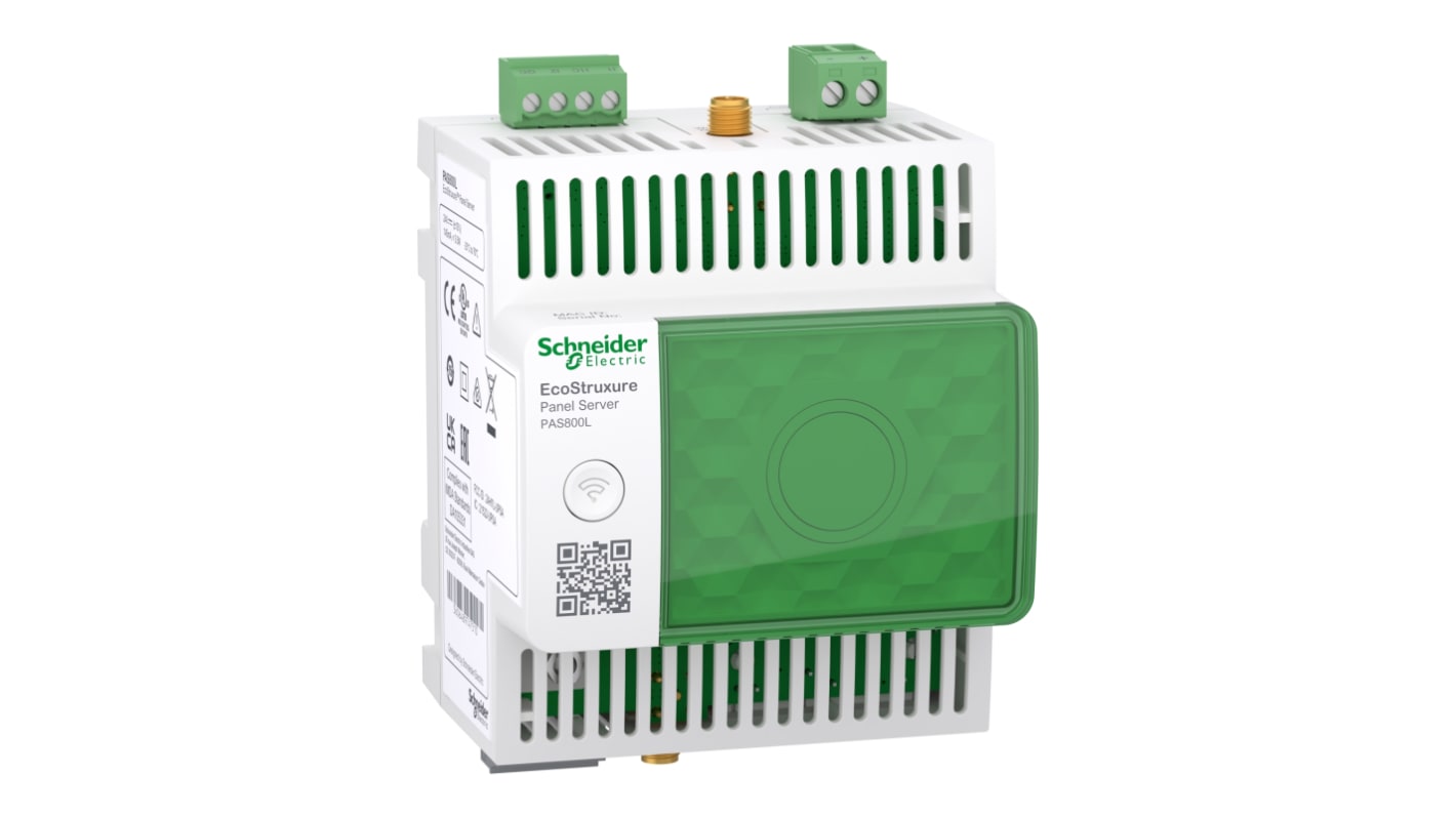 Gateway Ethernet Schneider Electric PAS800L, serie ESX, montaggio su guida DIN, alimentazione 24 V c.c., connettore Modbus RS485.