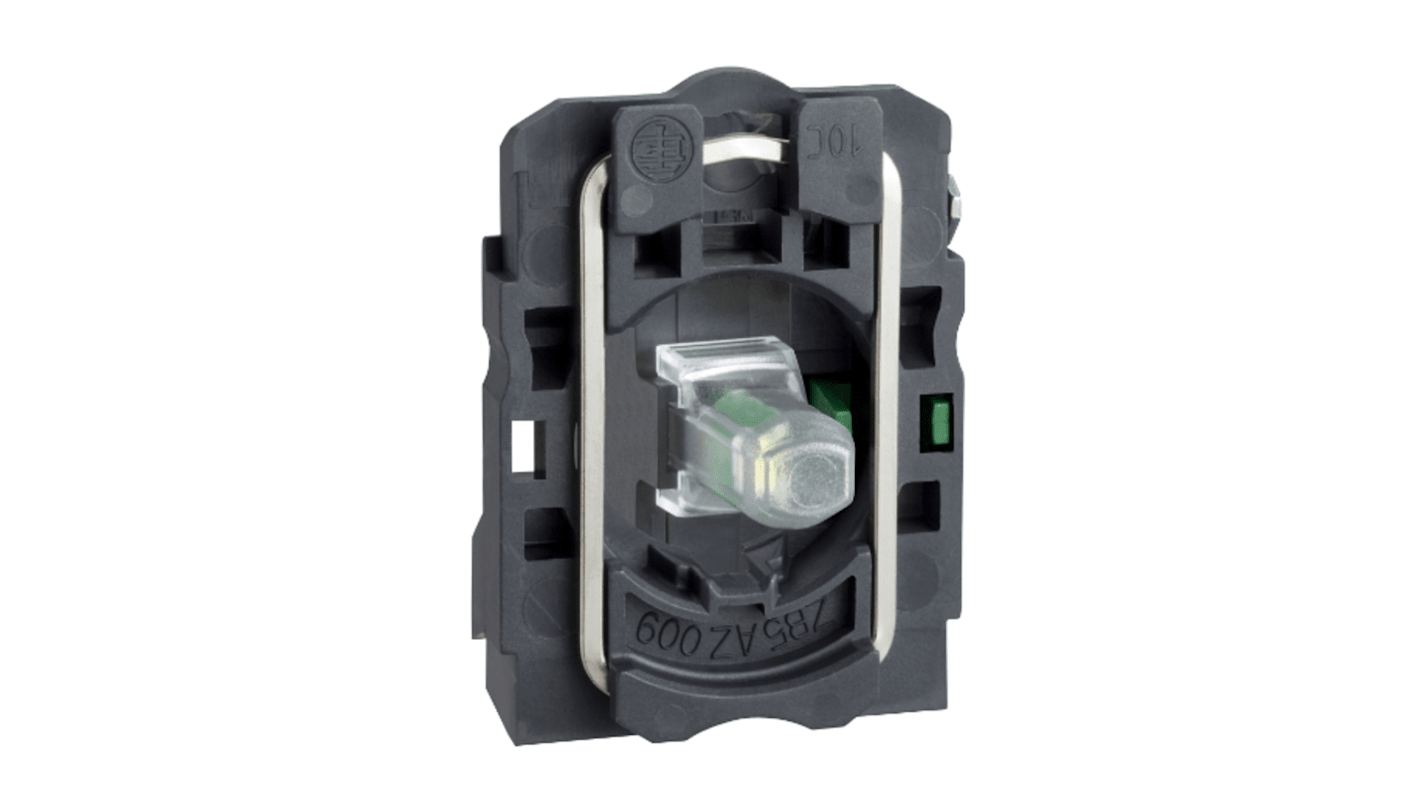 Blocco contatti Schneider Electric ZB5AW0G11, 1 NO, 600V, LED bianco, terminali a vite - Ideale per impieghi generali, resistente e facile da installare.
