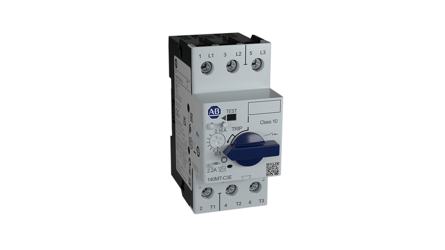 Interruttore automatico motore Rockwell Automation 140MT-C3E-B63, 6,3 A, 690 V c.a., telaio C, protezione cortocircuiti.