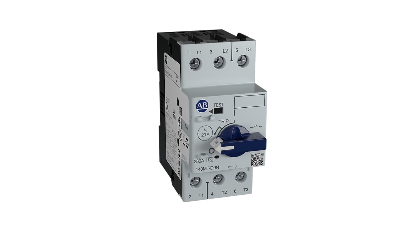 Interruttore automatico motore Rockwell Automation 140MT-D9N-B40, 4 A, 690 V c.a., per protezione contattori Bulletin 100-K/C/E.