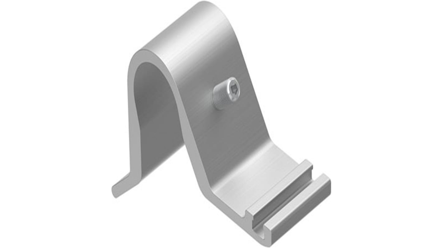 Staffa Festo DASP-M4-250-A in lega di alluminio anodizzato, progettata per tiranti, con viti in acciaio inox, resistente alla corrosione.