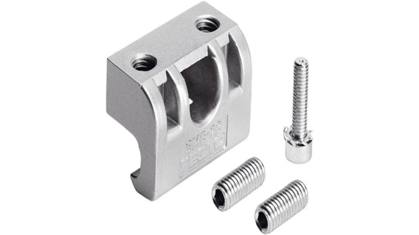 Staffa di montaggio Festo SMB-2-B in zinco pressofuso, compatibile con cilindri DSBG, conforme a VDMA24364 B2 L LABS.