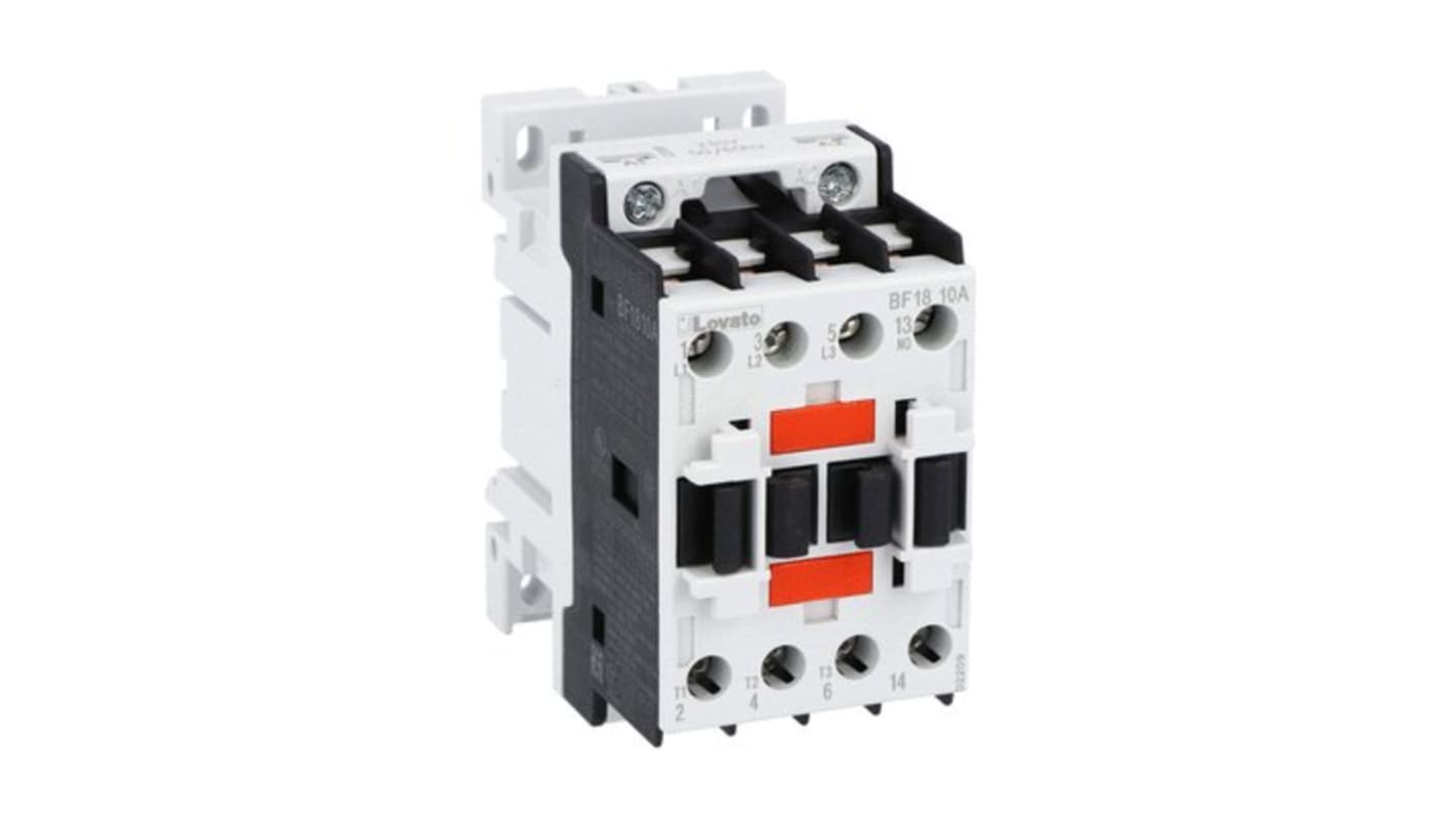 Contattore tripolare Lovato BF1810A02460, 3 poli, 18 A, 24 V, 10 kW, contatto normalmente aperto, compatibile EMC.