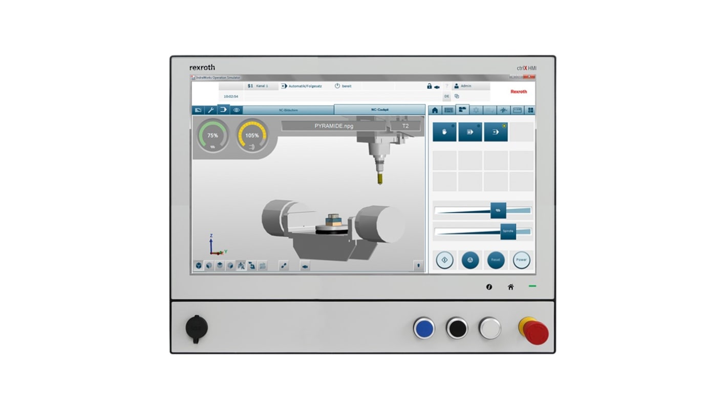 Display Bosch Rexroth R911404268, 21,5", multi-touch, risoluzione 1920x1080, montaggio VESA, IP65, alimentazione 24 V c.c.