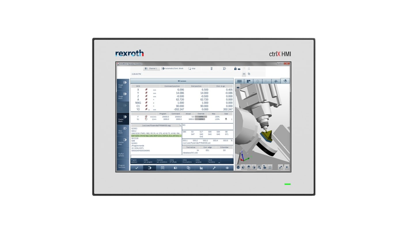 Bosch Rexroth R911411946, pannello HMI Web 10" multitouch, risoluzione 1280x800, interfacce Ethernet e USB.