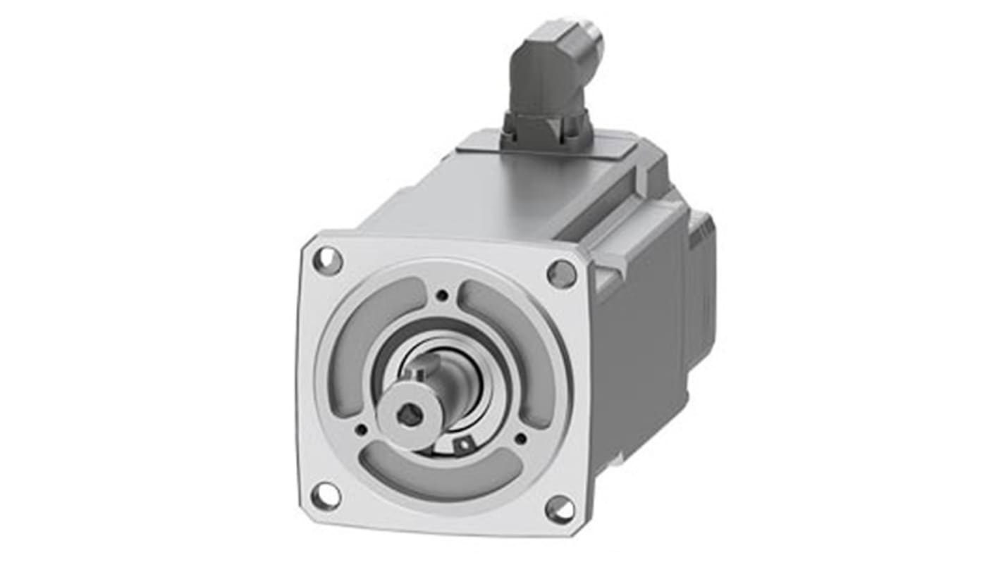 Servomotore Siemens 1FK2104-6AF01-1MA0, sincrono a magnete permanente, 1 kW, 10 Nm, 3000 giri/min, diametro asta 19 mm.