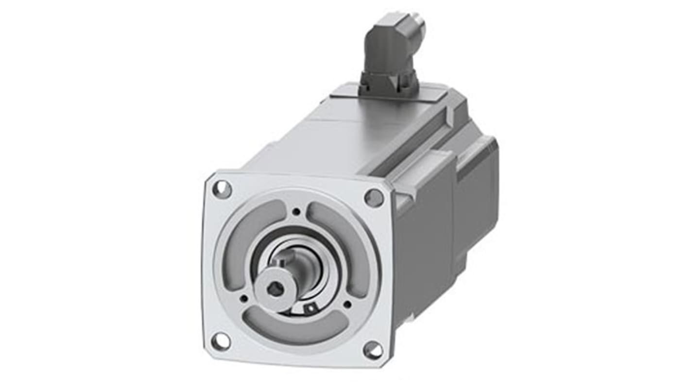 Servomotore Siemens 1FK2104-6AF10-1SA0, sincrono a magnete permanente, 1 kW, 10 Nm, 3000 giri/min, diametro asta 19 mm.