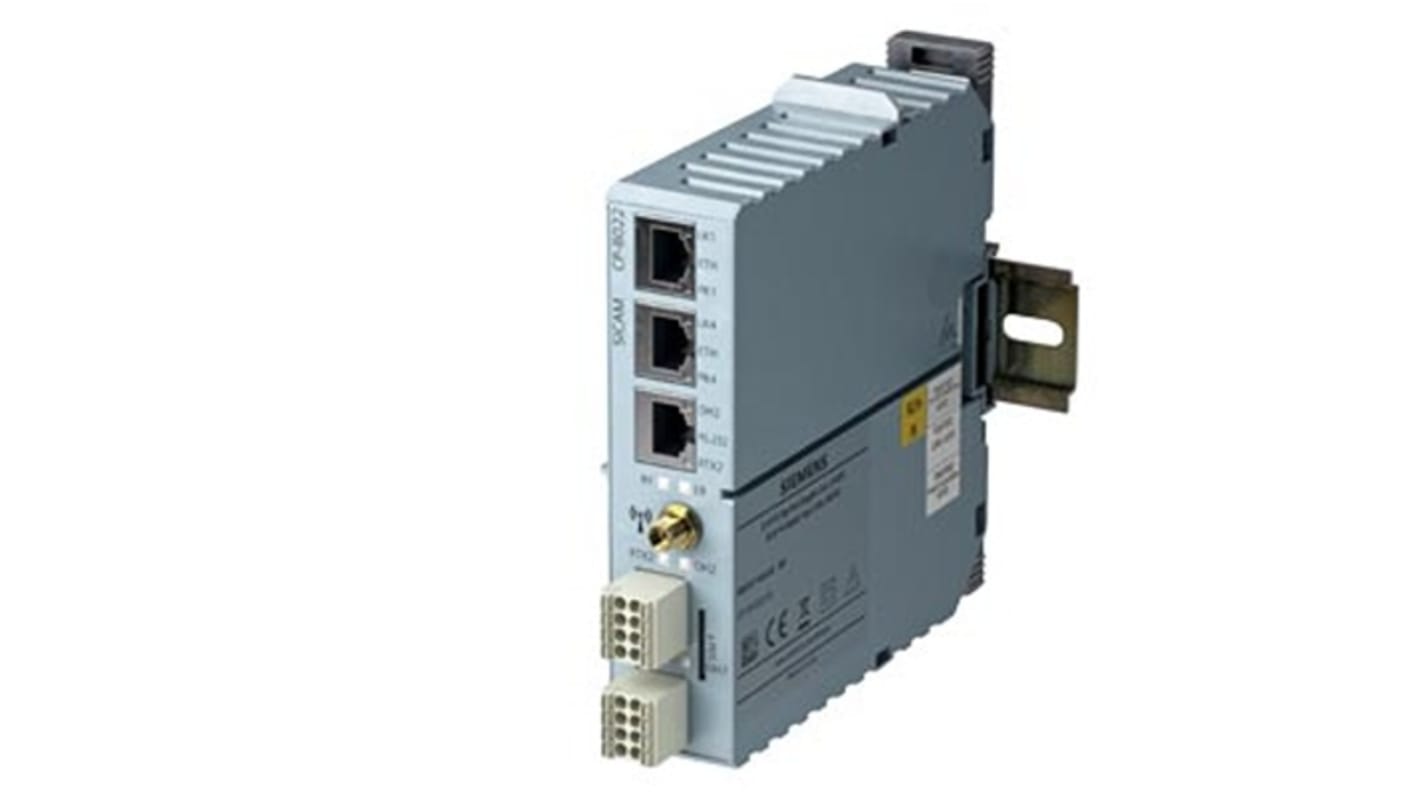 Modulo CPU PLC Siemens 6MF2802-2AA00, serie CP, con porte Ethernet e supporto slave RTU Modbus, montaggio su guida standard.