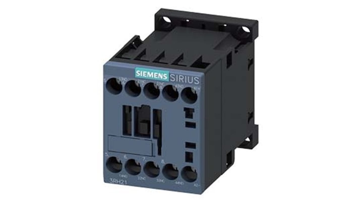 Relè contattore Siemens 3RH2122-1KE40, 4 poli, 10 A, montaggio su guida DIN, protezione IP20, bobina 60 V c.c.
