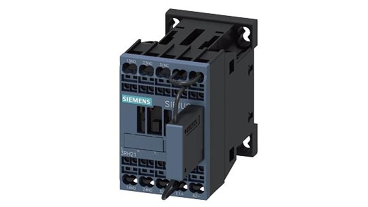 Relè contattore Siemens 3RH2122-2KJ80-0LA0, 4 poli, 10 A, bobina 72 V c.c., montaggio su guida DIN, protezione IP20.