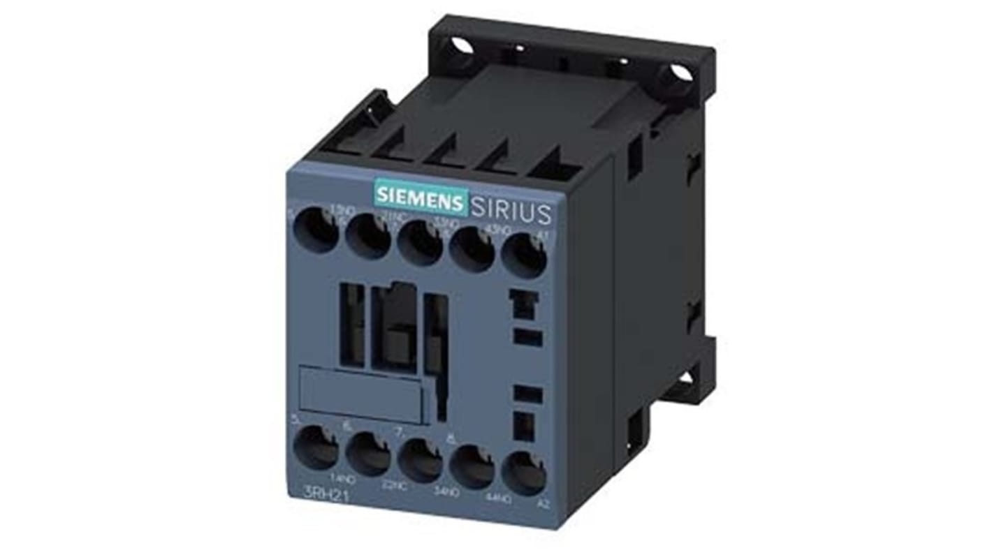 Relè contattore Siemens 3RH2131-1AU00, 4 poli, 10 A, bobina 240 V CA, montaggio su guida DIN, protezione IP20.