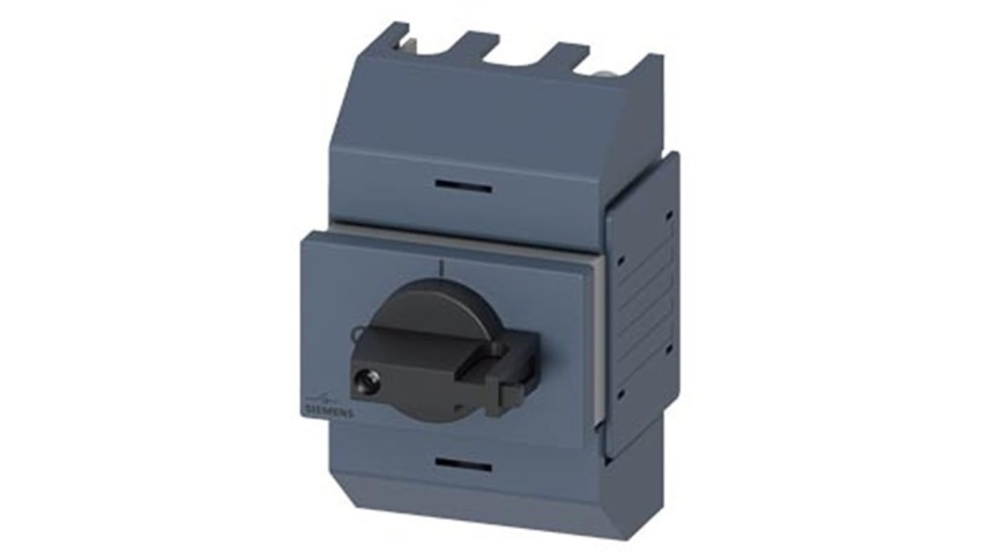 Sezionatore interruttore Siemens 3 poli, 32A, montaggio su guida DIN, grado di protezione IP10, potenza nominale 11kW.