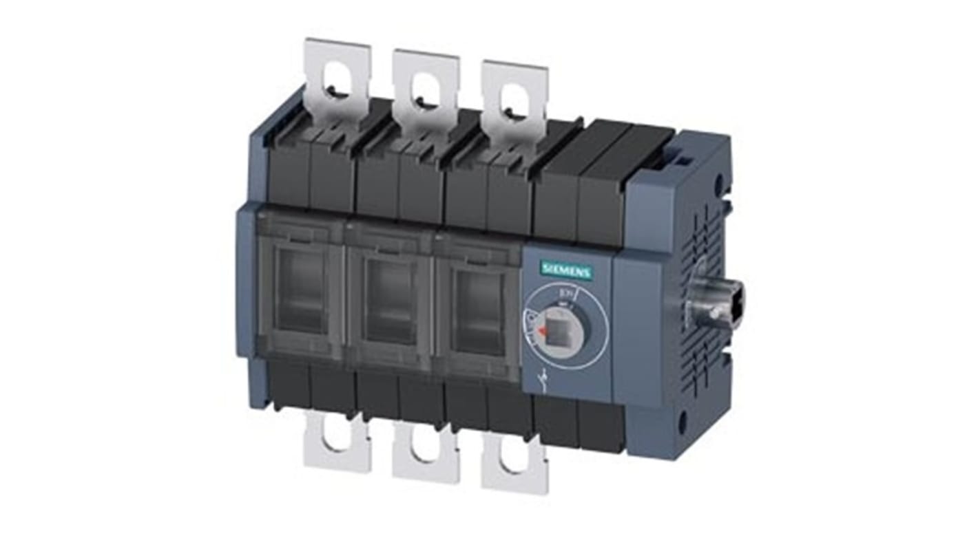 Sezionatore Siemens 3KD3034-0NE40-0 con interruttore, 3 poli, 100A, montaggio su guida DIN, protezione IP20.