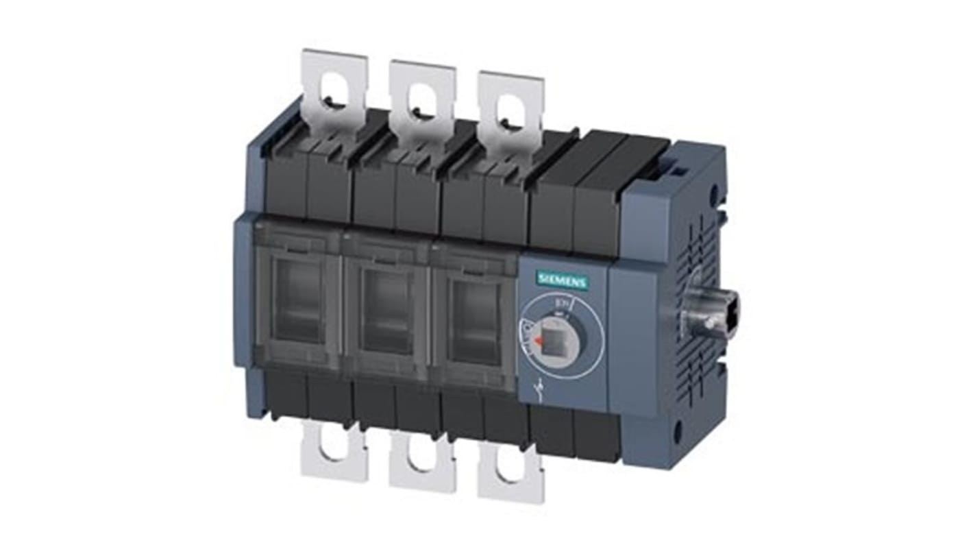 Sezionatore Siemens 3KD3234-0NE40-0, 3 poli, montaggio su guida DIN, corrente massima 125A, protezione IP20.