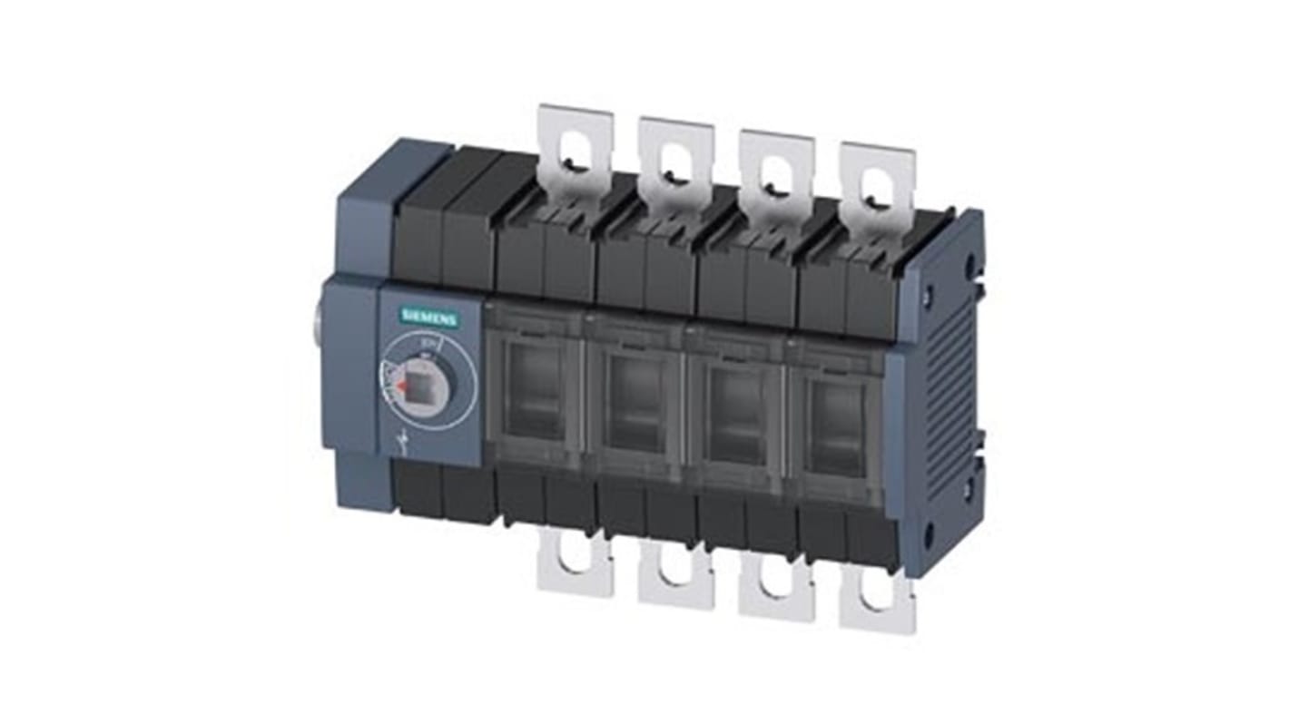 Sezionatore interruttore Siemens 3KD3244-0NE10-0, 4 poli, montaggio su guida DIN, corrente massima 125A, protezione IP20.