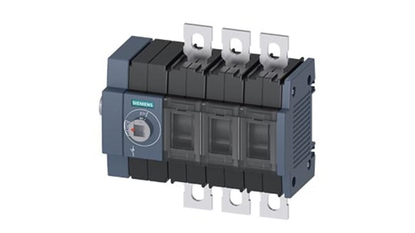 Sezionatore interruttore Siemens 3KD3434-0NE10-0, 3 poli, montaggio su guida DIN, corrente massima 160A, protezione IP20.