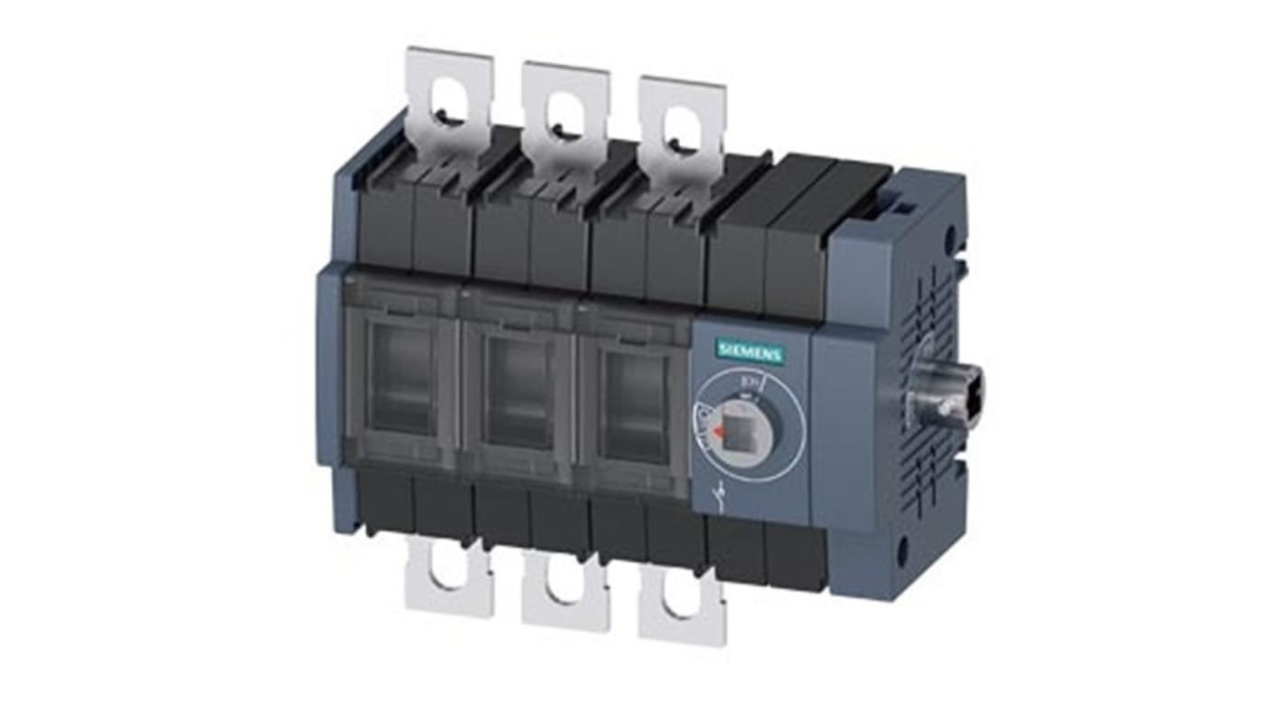Sezionatore interruttore Siemens 3KD3434-0NE40-0, 3 poli, 160A, montaggio su guida DIN, protezione IP20.