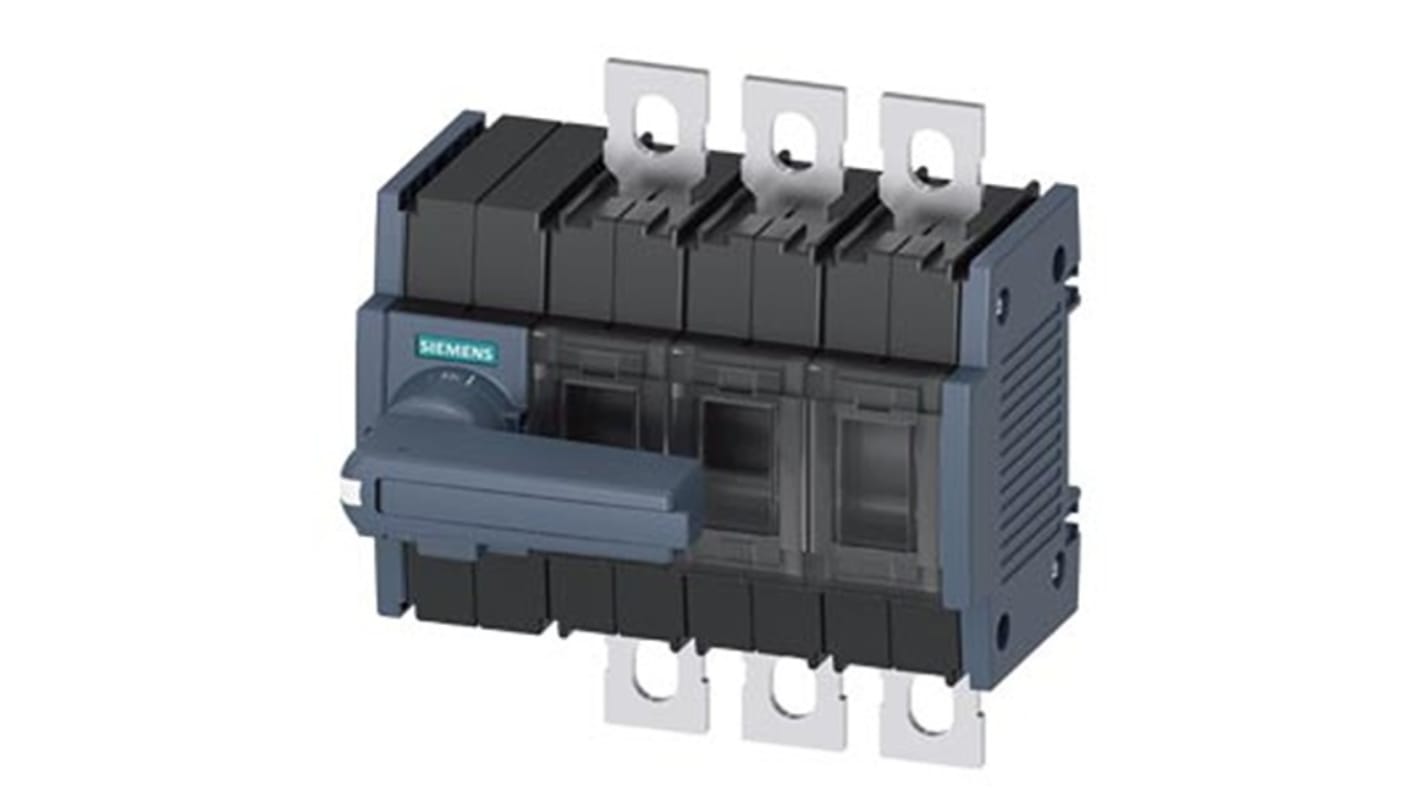 Sezionatore interruttore Siemens 3KD3832-0NE10-0, 3 poli, montaggio su guida DIN, corrente massima 250A, protezione IP20.