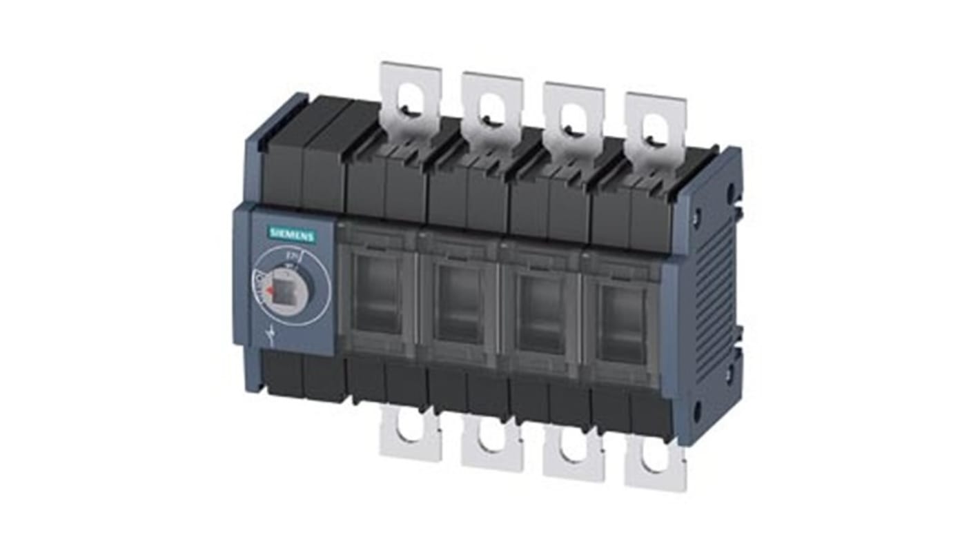 Sezionatore Siemens 3KD3840-0NE10-0, 4 poli, montaggio su guida DIN, corrente massima 250A, protezione IP20.