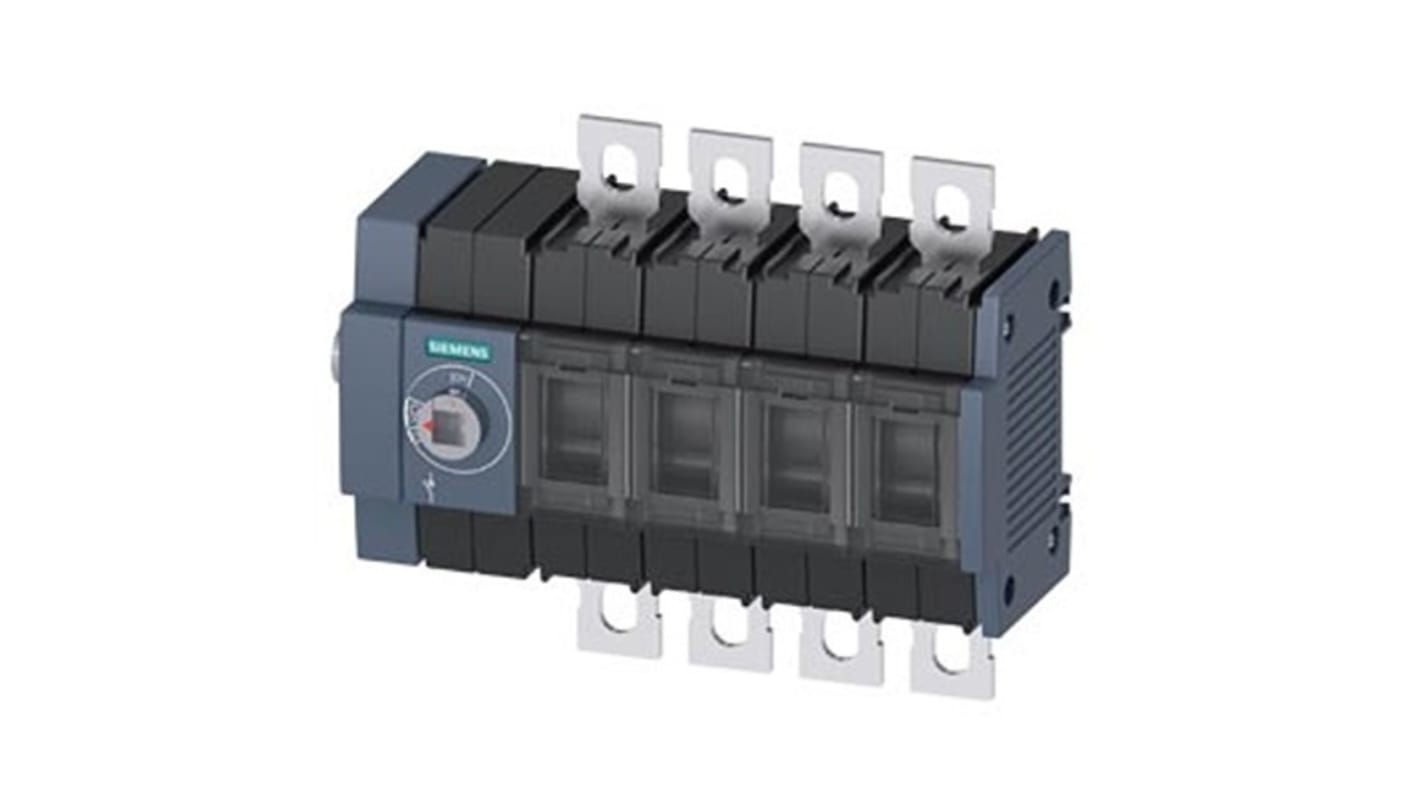 Sezionatore Siemens 3KD3844-0NE10-0, 4 poli, montaggio su guida DIN, corrente massima 250A, protezione IP20.
