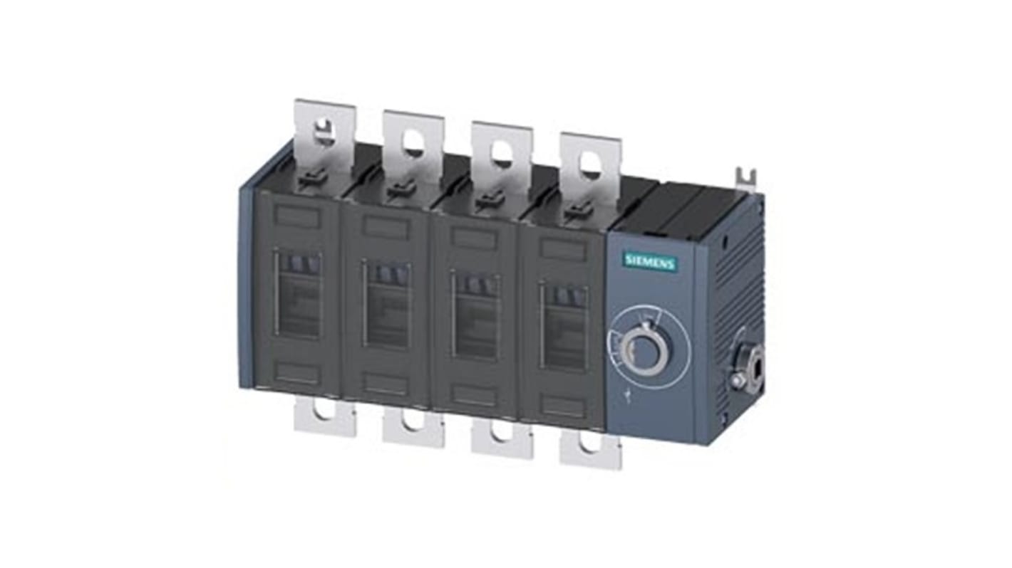Sezionatore interruttore fisso Siemens 3KD4044-0PE40-0, 4 poli, corrente 315A, protezione IP20, azionamento laterale.