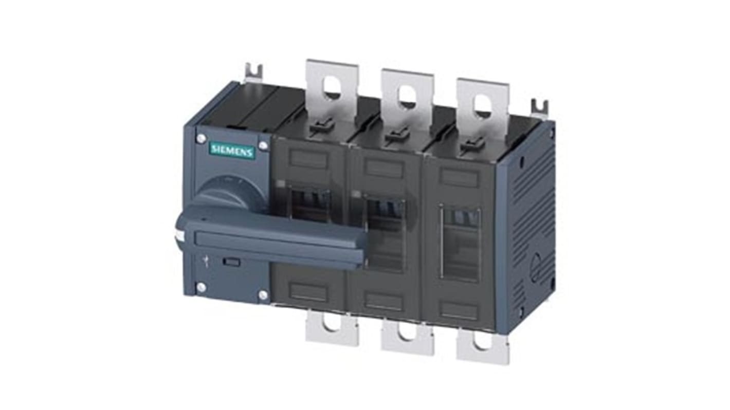 Sezionatore interruttore fisso Siemens 3KD4432-0PE10-0, 3 poli, 500A, protezione IP20, azionamento a sinistra.