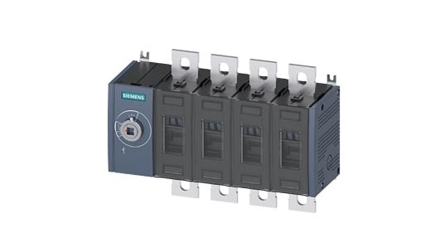 Sezionatore interruttore fisso Siemens 4 poli, corrente massima 500A, protezione IP20, approvato EAC e CE.