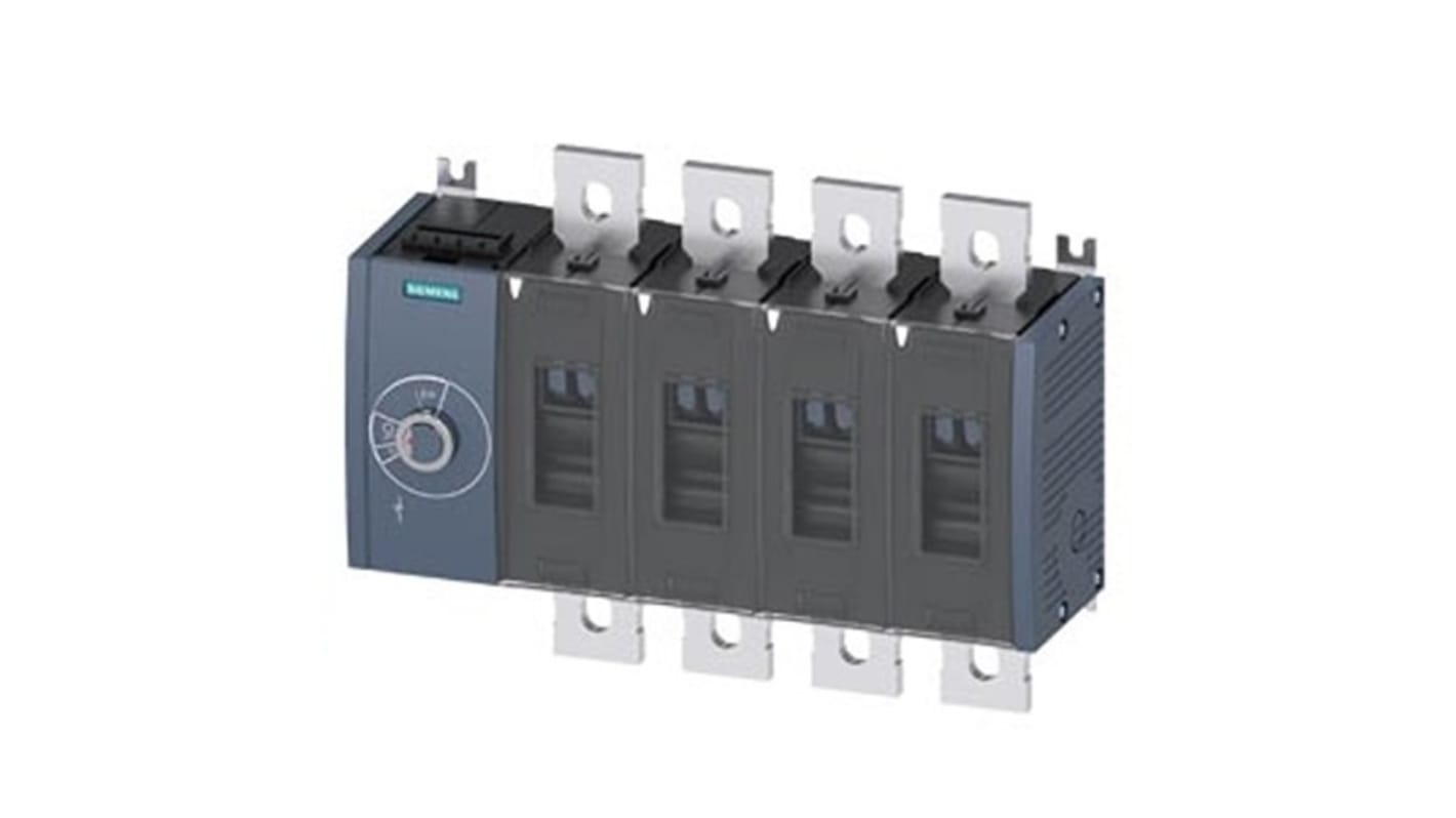 Sezionatore interruttore Siemens 4 poli, 630A, tipo fisso, protezione IP20, azionamento laterale sinistro. Codice 3KD4644-0QE10-0.