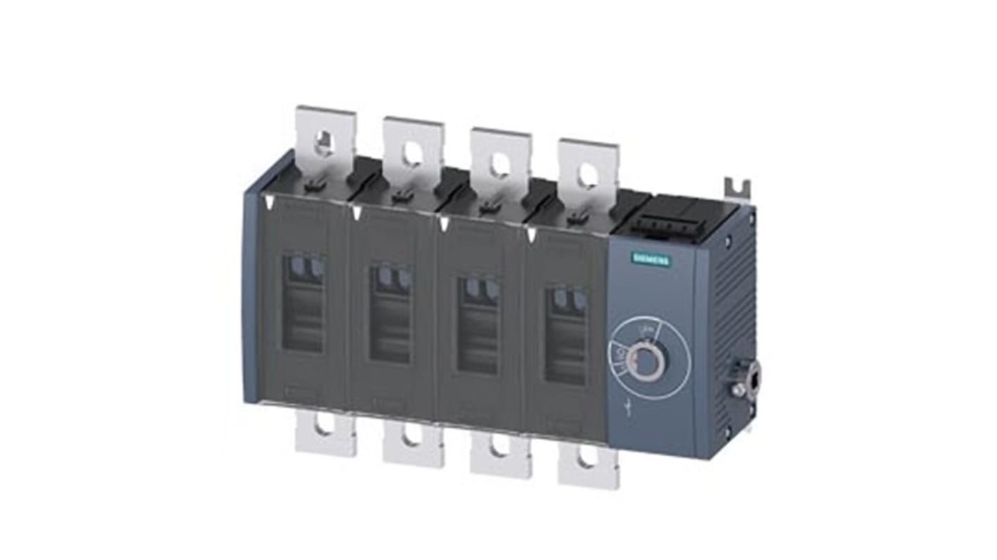 Sezionatore interruttore Siemens 4 poli, 630A, tipo fisso, protezione IP20, azionamento laterale destro. Codice 3KD4644-0QE40-0.