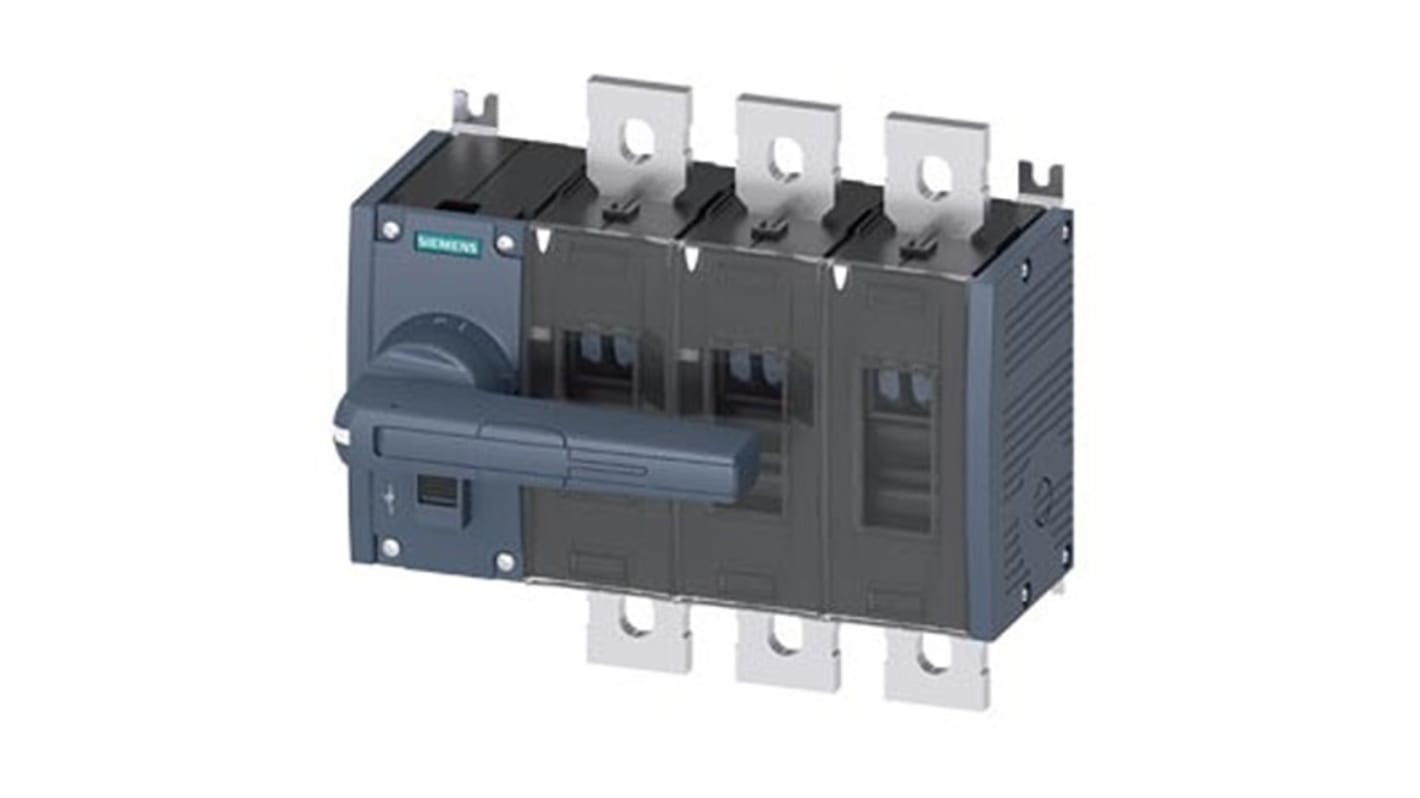 Sezionatore interruttore fisso Siemens 3KD5032-0QE10-0, 3 poli, 1000A, protezione IP20, azionamento frontale a sinistra.