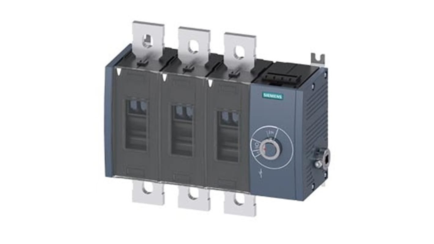 Sezionatore interruttore fisso Siemens 3KD5034-0QE40-0, 3 poli, 1000A, protezione IP20, azionamento laterale destro.