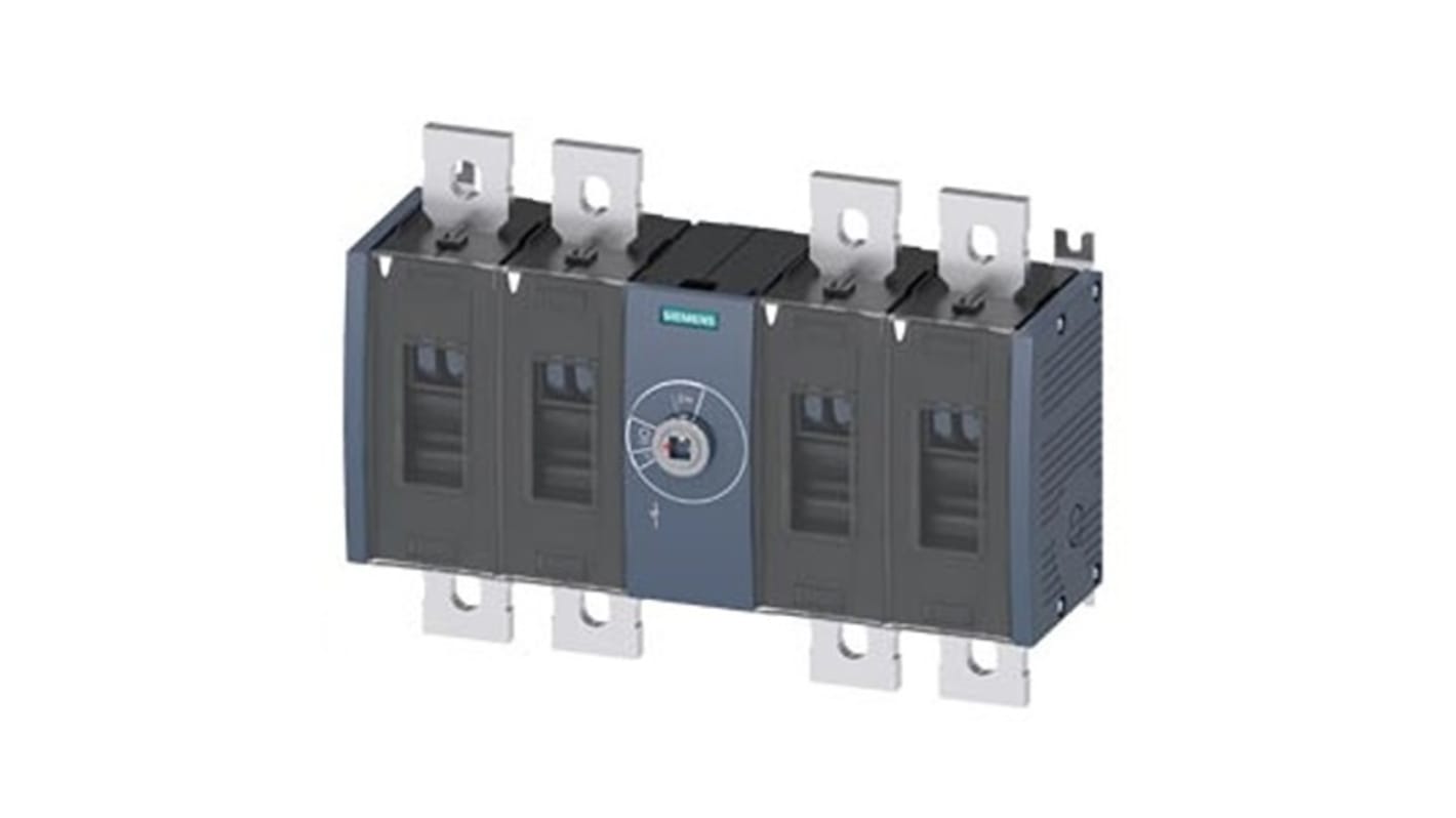 Sezionatore interruttore Siemens 4 poli, tipo fisso, corrente massima 1000A, protezione IP20, potenza nominale 710kW.