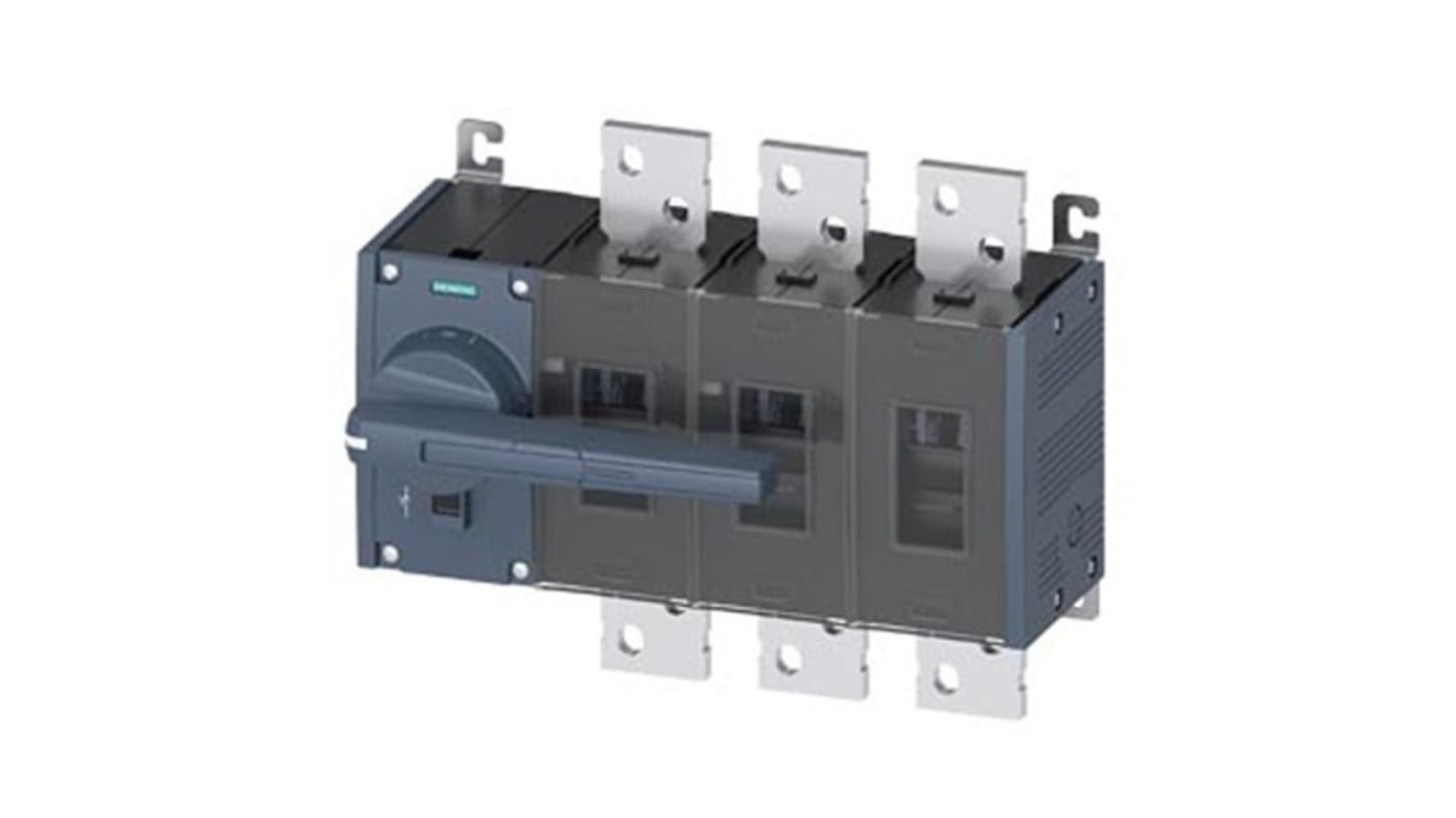 Sezionatore interruttore fisso Siemens 3KD5232-0RE10-0, 3 poli, corrente 1250A, protezione IP20, azionamento frontale.