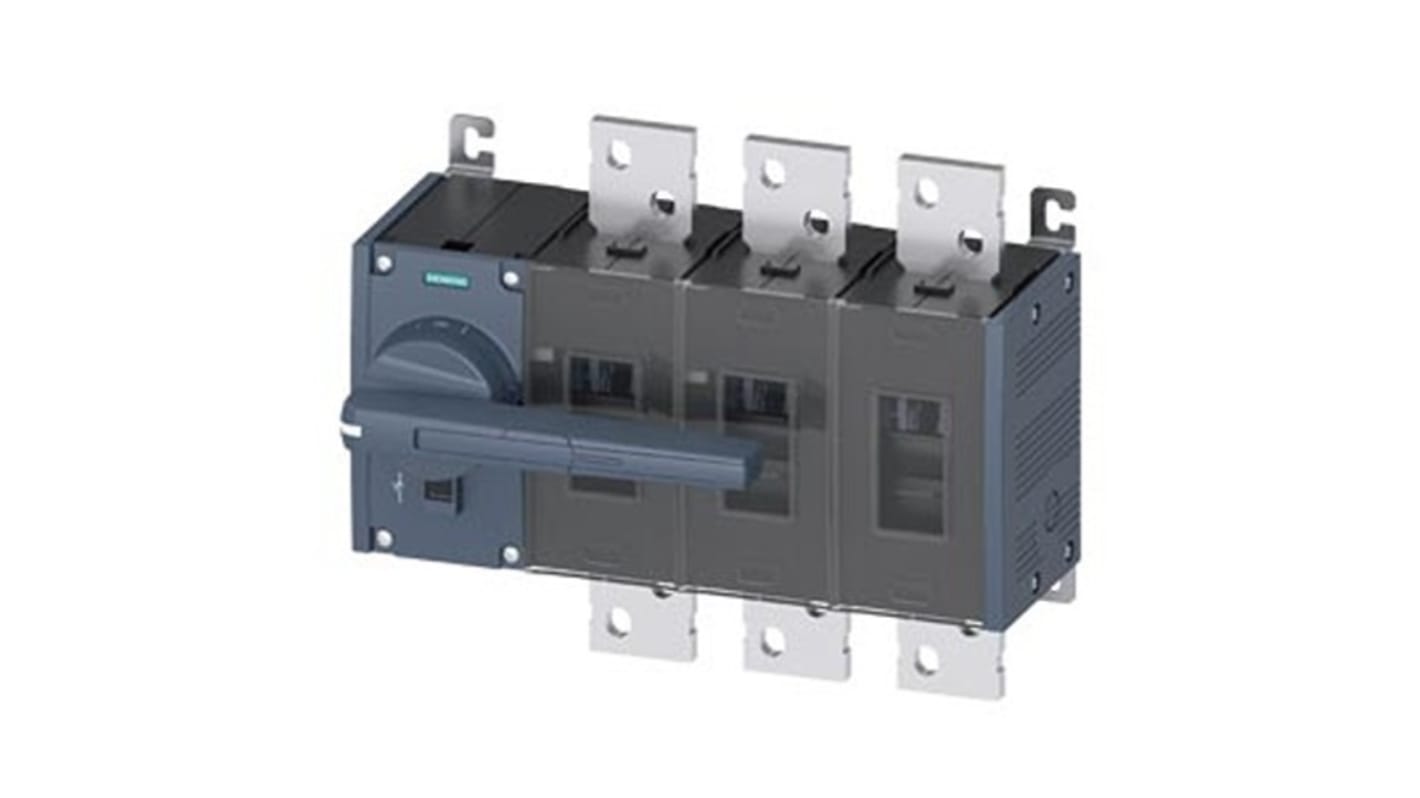 Sezionatore interruttore fisso Siemens 3KD5432-0RE10-0, 3 poli, corrente 1600A, protezione IP20, azionamento frontale.