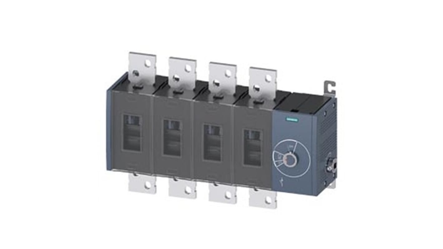 Sezionatore Siemens 3KD5444-0RE40-0, 4 poli, corrente 1600A, tipo fisso, protezione IP20, azionamento laterale.
