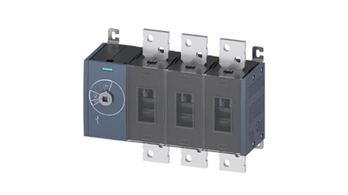 Sezionatore interruttore fisso Siemens 3KD5630-0RE10-0, 3 poli, corrente 2000A, protezione IP20, azionamento frontale.