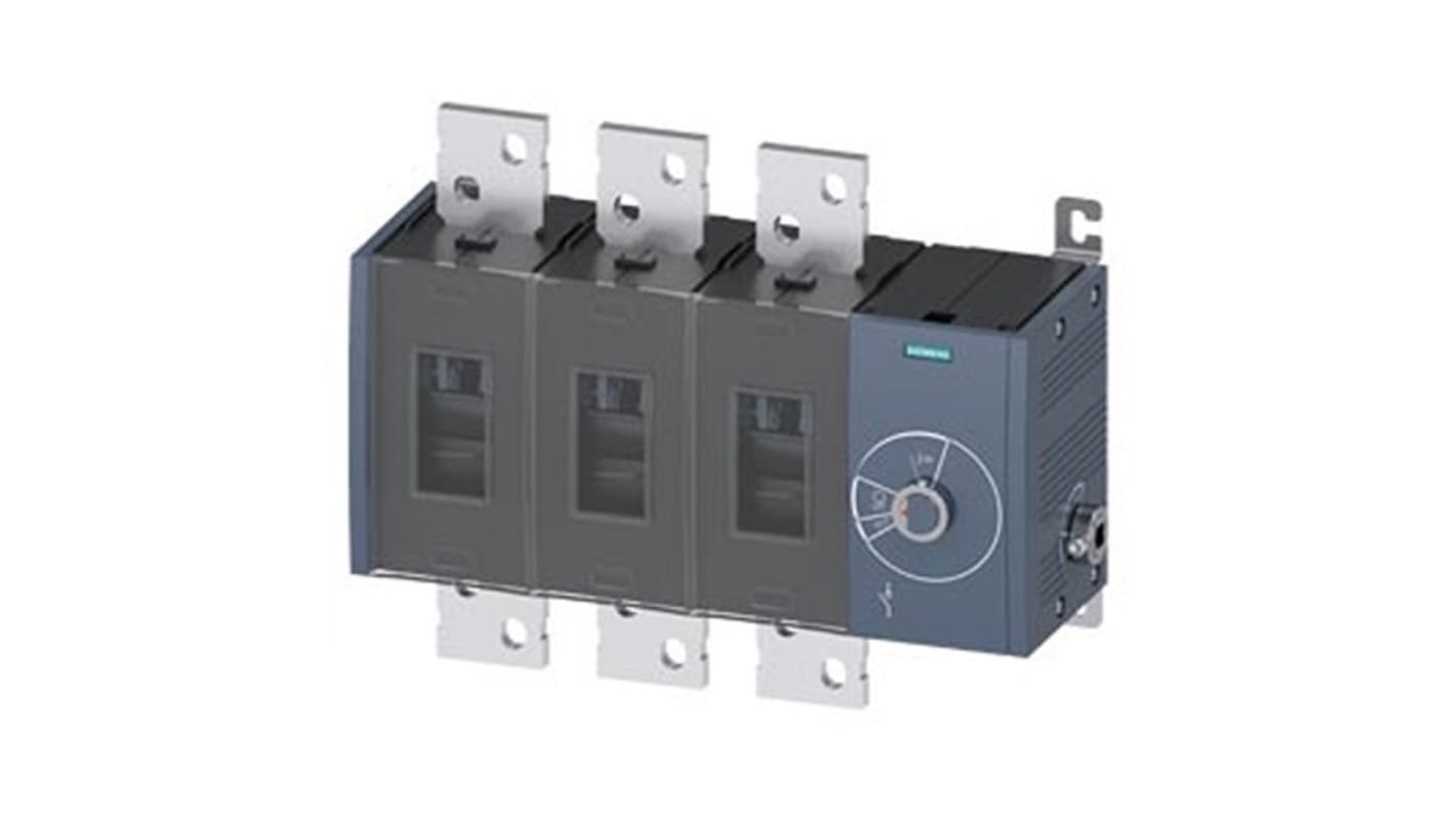 Sezionatore interruttore fisso Siemens 3KD5634-0RE40-0, 3 poli, 2000A, protezione IP20, azionamento laterale destro.