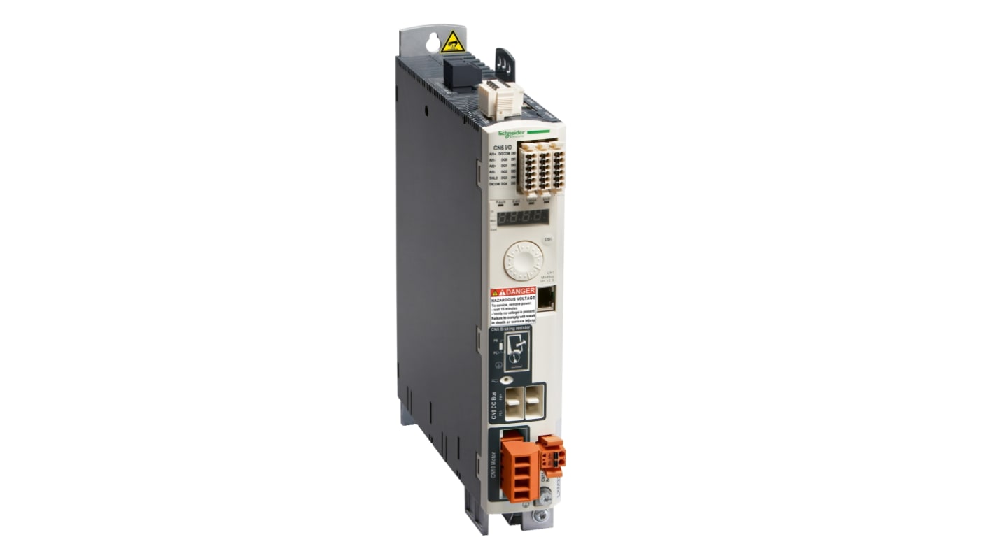 Servocomando Schneider Electric LXM32CU90M2 per controllo di movimento, 264 V, 6,3 A, design verde, privo di PVC.