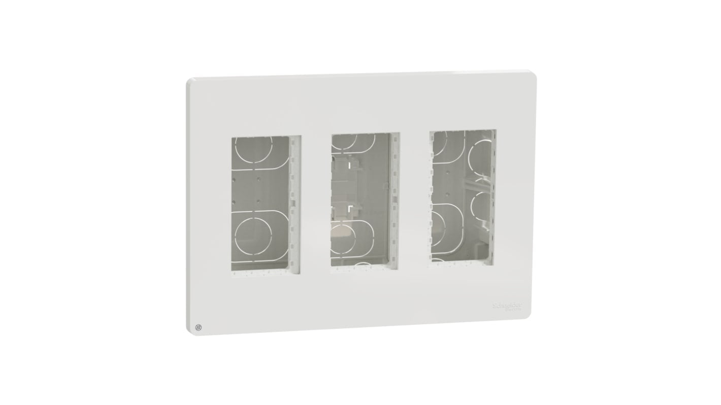Contenitore stazione di controllo Schneider Electric NU173420, in ABS bianco, per 3 x 4 moduli, resistente ai raggi UV e antibatterico.
