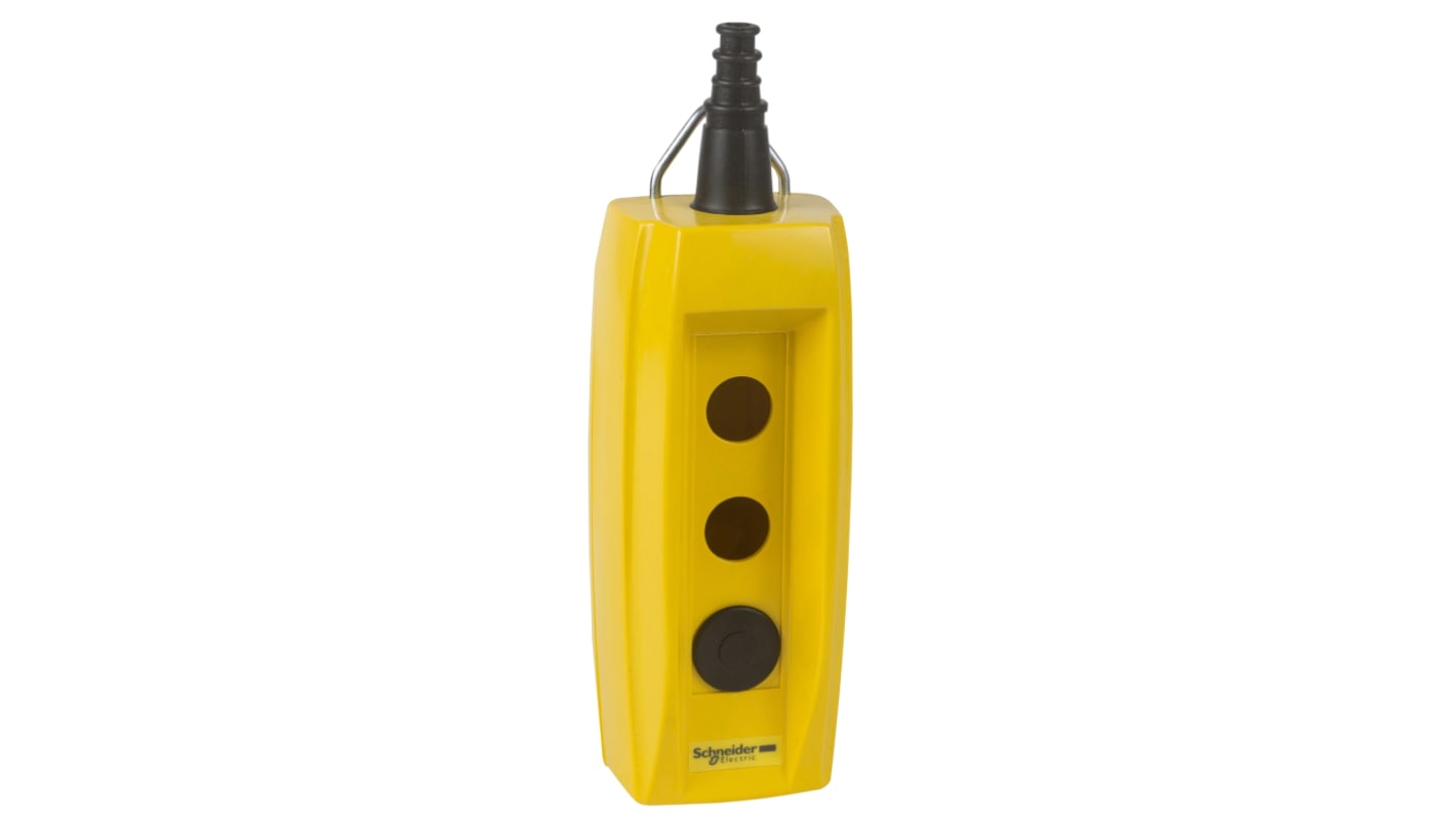 Stazione di controllo vuota Schneider Electric XACB020, contenitore giallo in plastica, grado di protezione IP65.