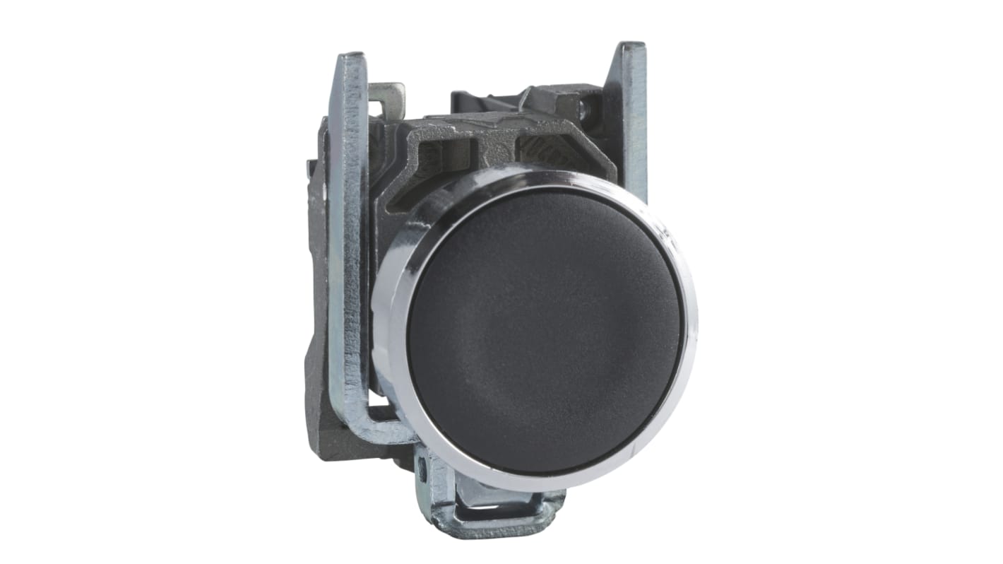 Pulsante rotondo Schneider Electric XB4BA22, 22 mm, 1 NC, IP66/IP67/IP69, struttura in metallo, tensione 600V.