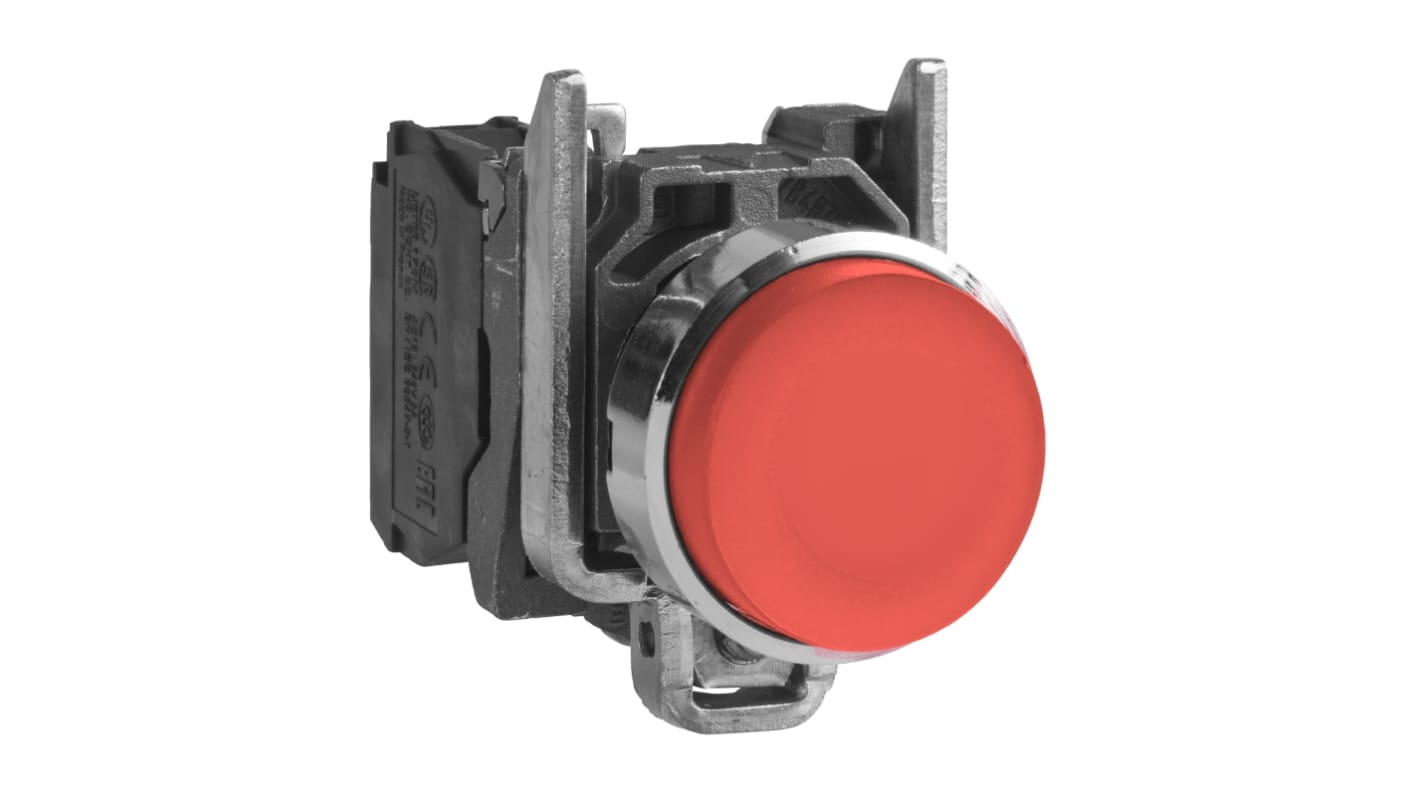 Pulsante rosso Schneider Electric XB4BL41, 1 contatto NO, IP66/IP67/IP69, meccanismo a molla, 22 mm, 600V.